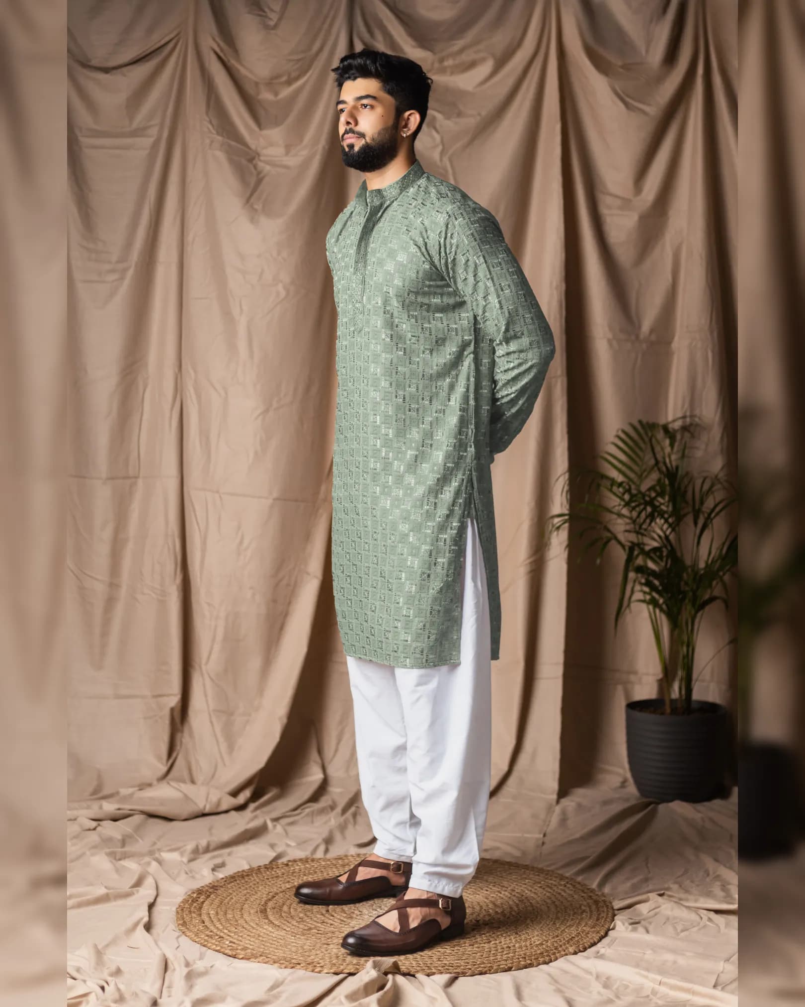 Men’s Festive Wear Viscose Rayon Kurta with Art Silk Bottom – Stitched Set alternate view