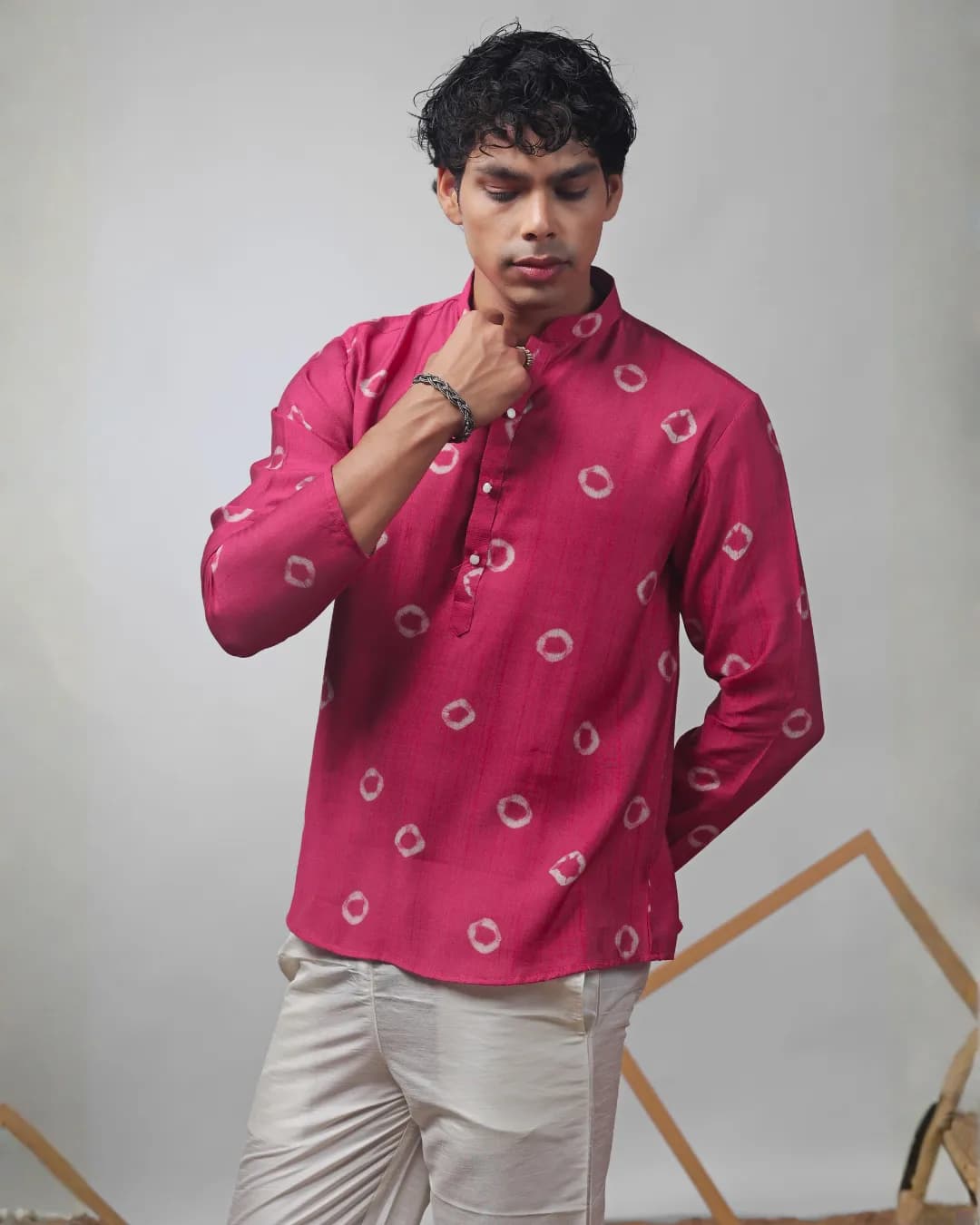 Men’s Festive Printed Short Kurta in Viscose – New Arrival Collection