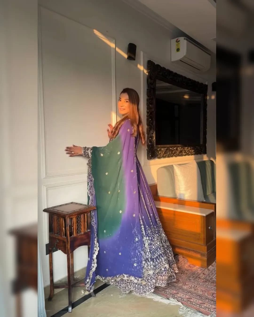 Designer Faux Georgette Embroidered Top Lehenga Set with Sequence Work alternate view