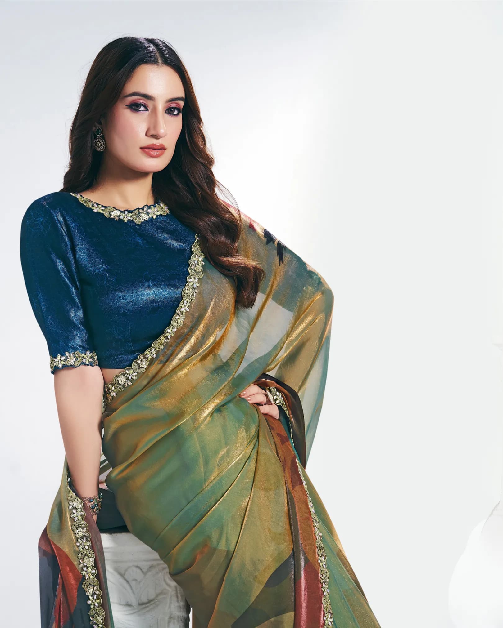 Mahotsav Rang Chatkila Ananta Two-Tone Satin Silk Designer Saree alternate view