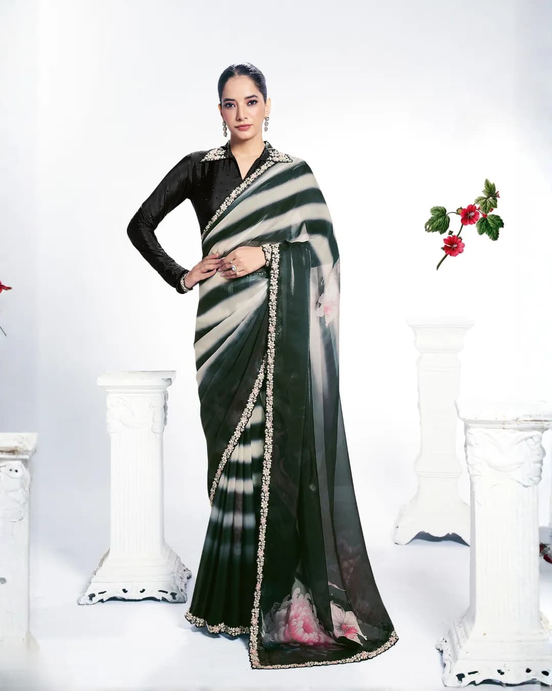 Mahotsav Rang Chatkila Ananta Two-Tone Satin Silk Designer Saree with Shaded Digital Print