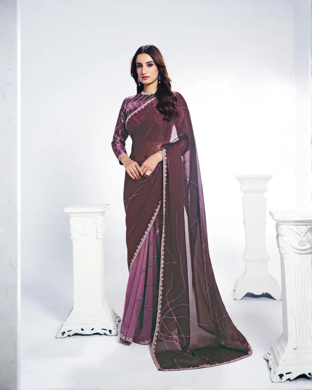 Mahotsav Rang Chatkila Ananta Two-Tone Satin Silk Designer Saree with Abstract Digital Print