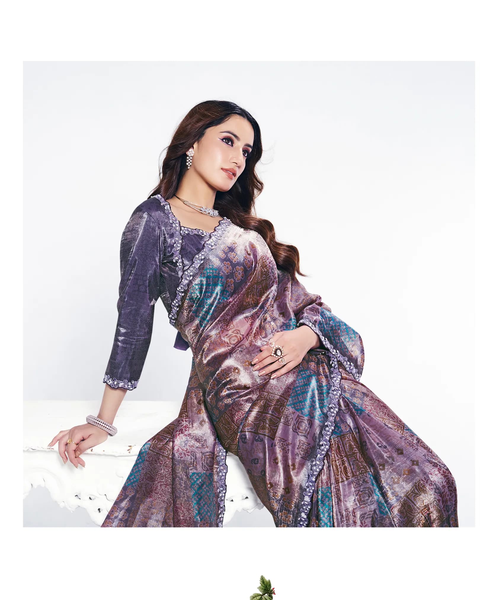 Mahotsav Rang Chatkila Ananta Two-Tone Paper Silk Designer Saree with Stone Embroidery alternate view