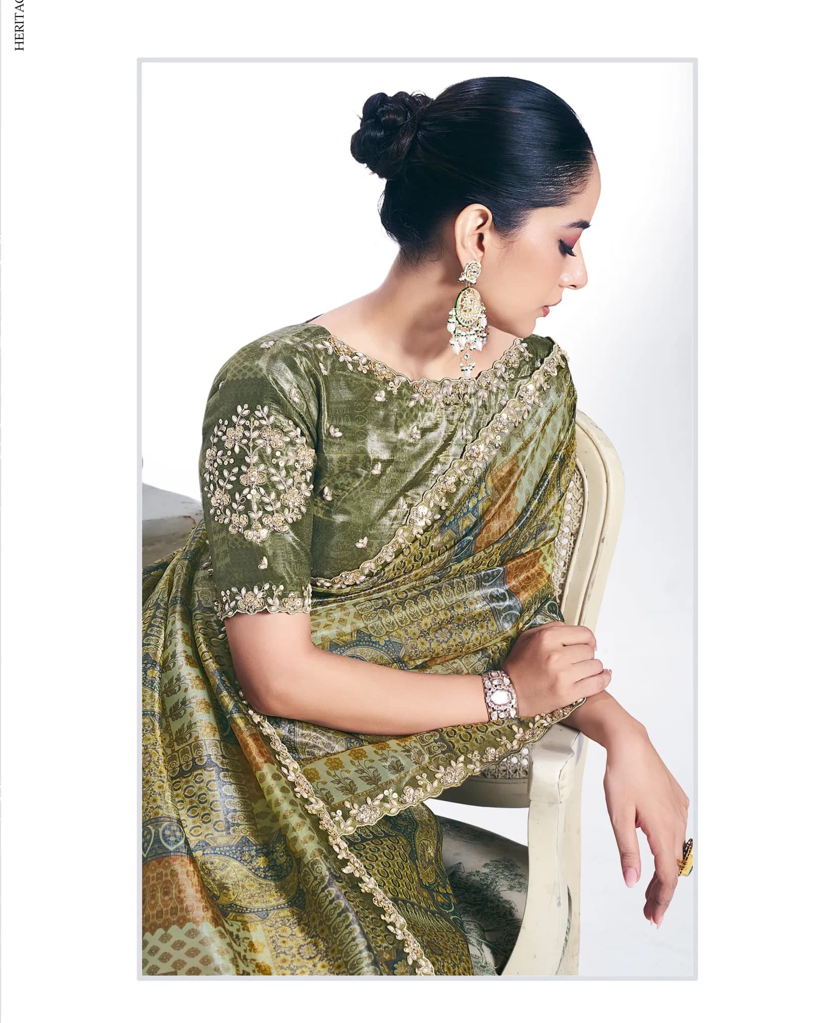 Mahotsav Rang Chatkila Ananta Two-Tone Paper Silk Designer Saree with Stone Embroidery alternate view