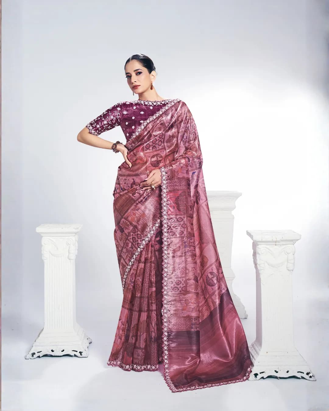 Mahotsav Rang Chatkila Ananta Two-Tone Paper Silk Designer Saree with Stone Handwork