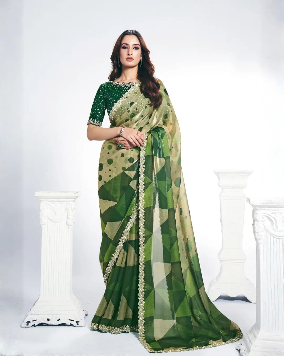 Mahotsav Rang Chatkila Ananta Two-Tone Satin Silk Designer Saree with Sequin & Stone Handwork