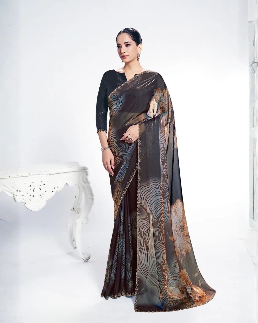 Mahotsav Rang Chatkila Ananta Two-Tone Satin Silk Designer Saree with Serocky Stone Work