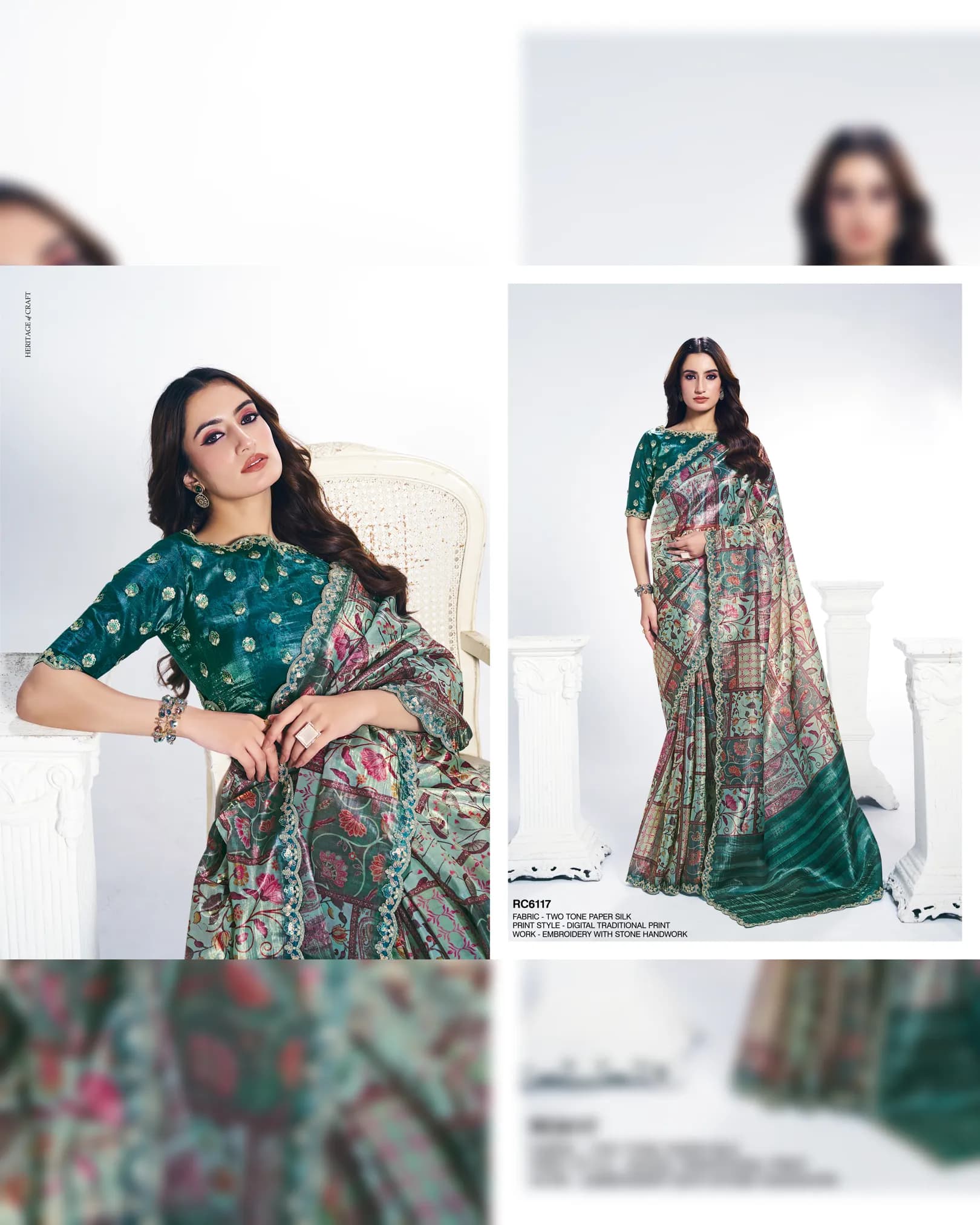 Mahotsav Rang Chatkila Ananta Two-Tone Paper Silk Designer Saree with Stone Embroidery alternate view