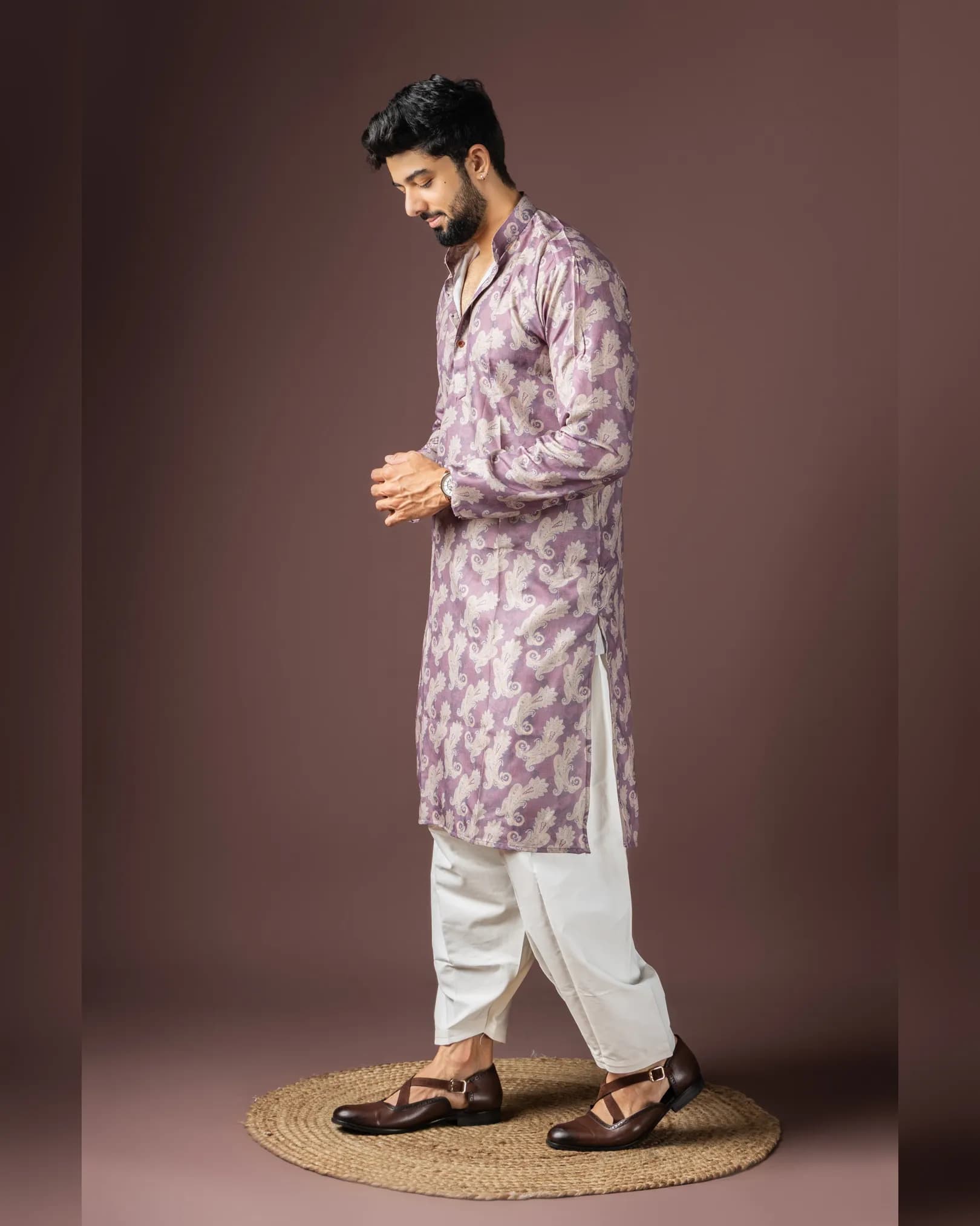 Men’s Baarati Vol 06 Festive Kurta with Bottom Set in Blended Cotton & Art Silk alternate view