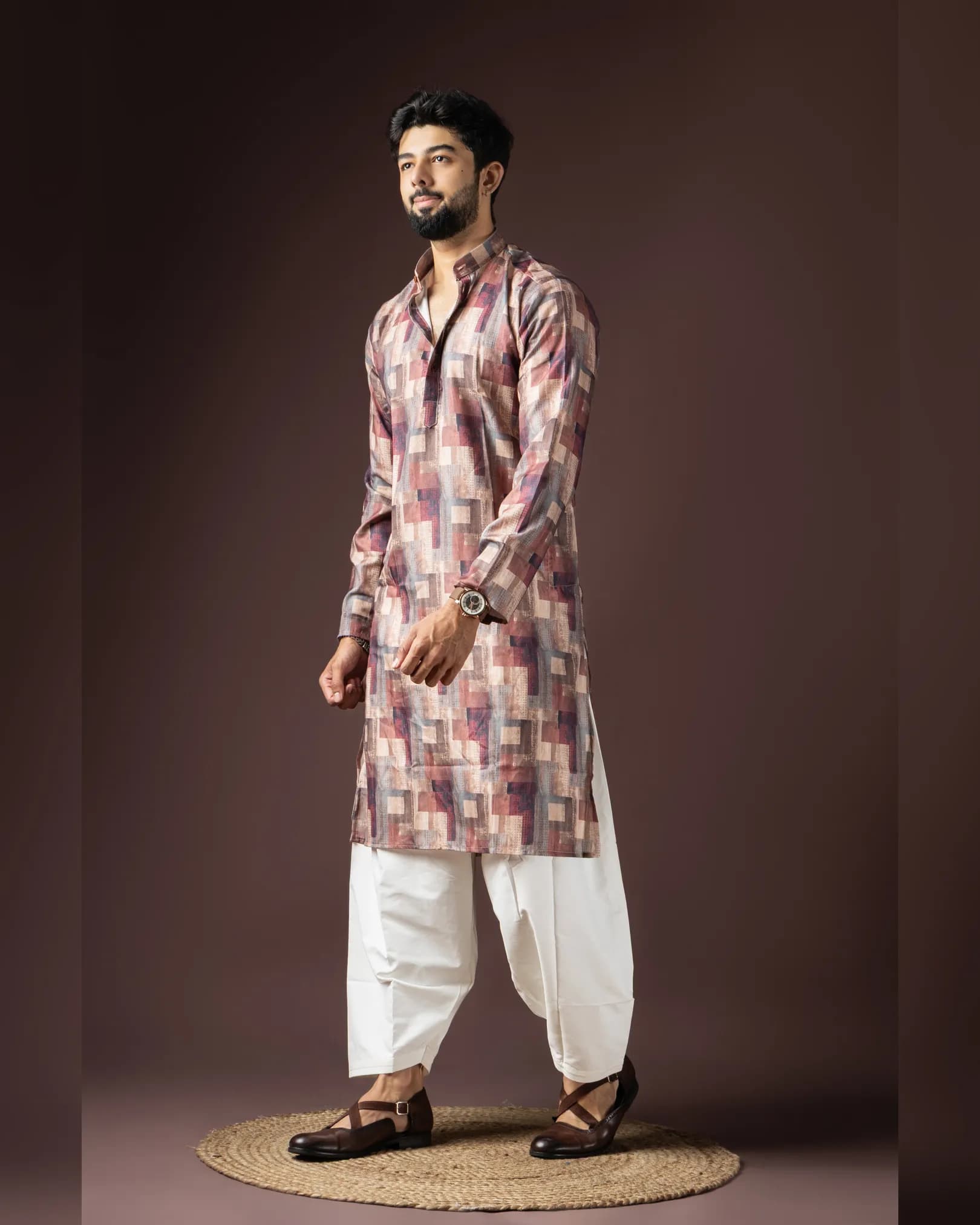 Men’s Baarati Vol 06 Festive Kurta with Bottom Set in Blended Cotton alternate view