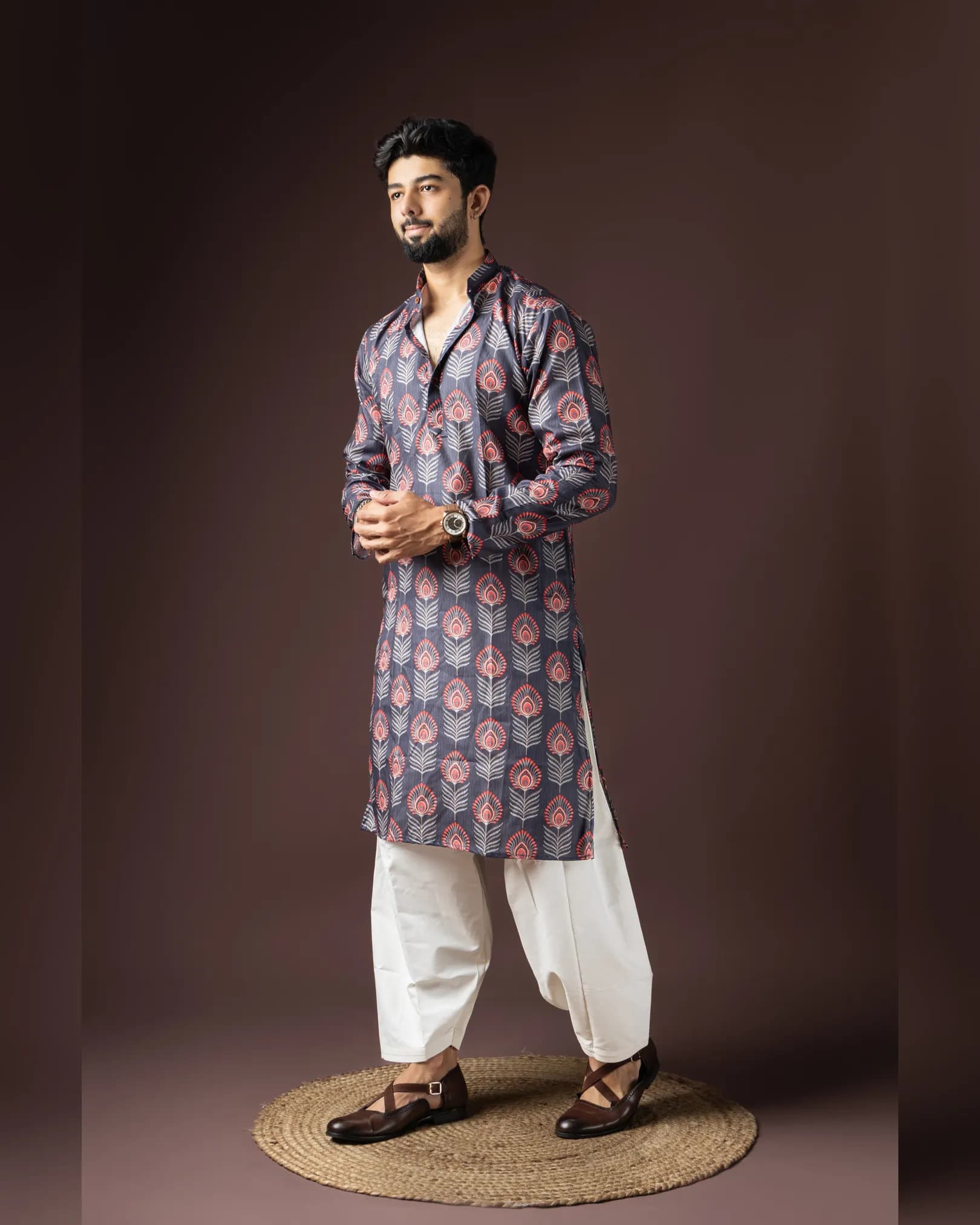 Men’s Baarati Vol-06 Festive Kurta with Bottom Set in Blended Cotton alternate view