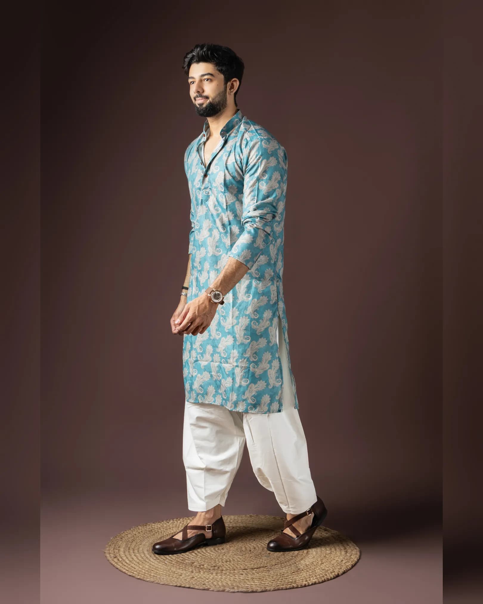 Men’s Baarati Vol-06 Festive Blended Cotton Kurta with Art Silk Bottom Set alternate view