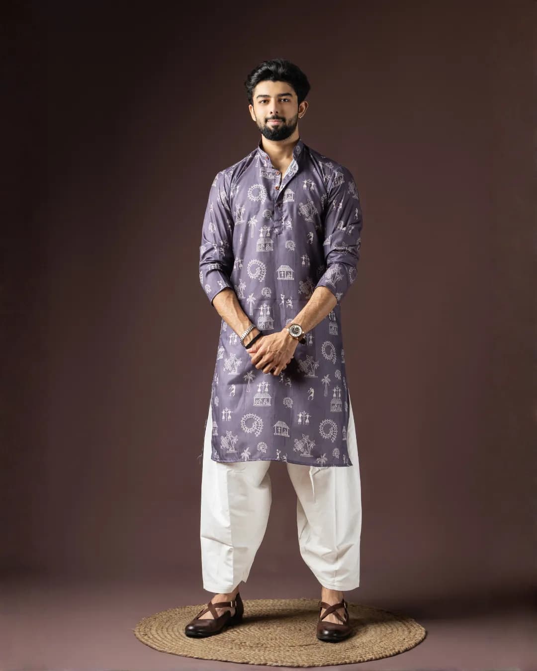 Men’s Baarati Vol-06 Festive Blended Cotton Kurta with Art Silk Bottom Set