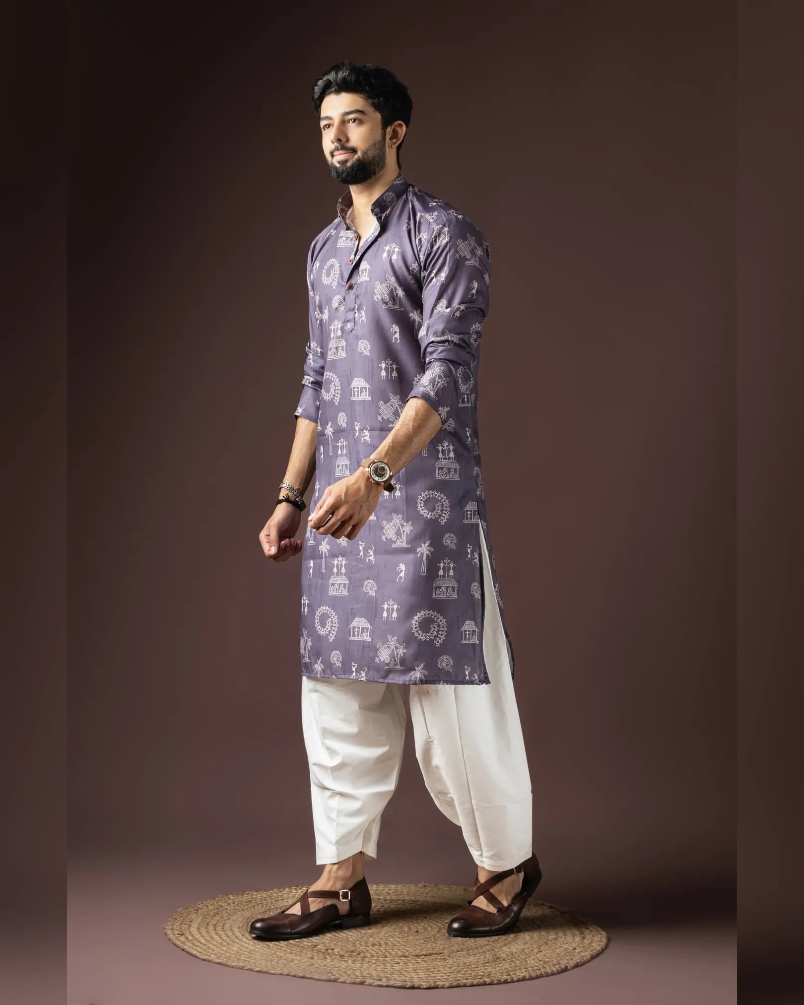 Men’s Baarati Vol-06 Festive Blended Cotton Kurta with Art Silk Bottom Set alternate view
