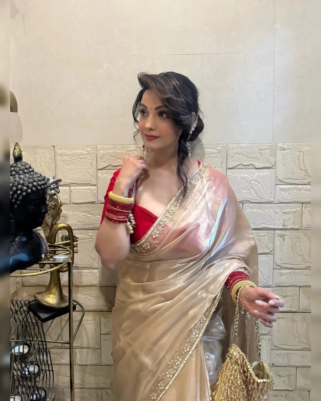 Exclusive Soft Jimmy Choo Handwork Saree with Sequins & Katdana Work alternate view