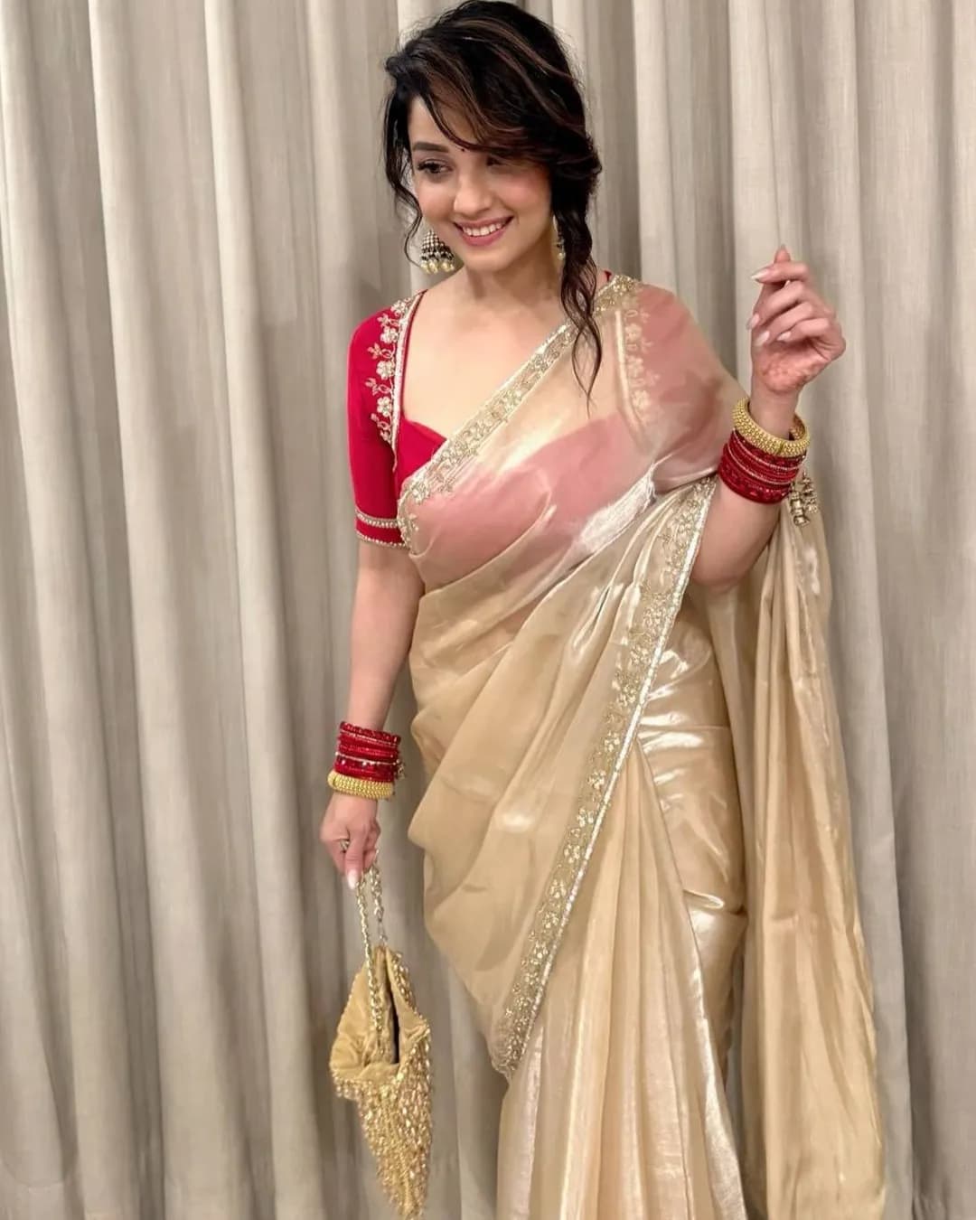 Exclusive Soft Jimmy Choo Handwork Saree with Sequins & Katdana Work