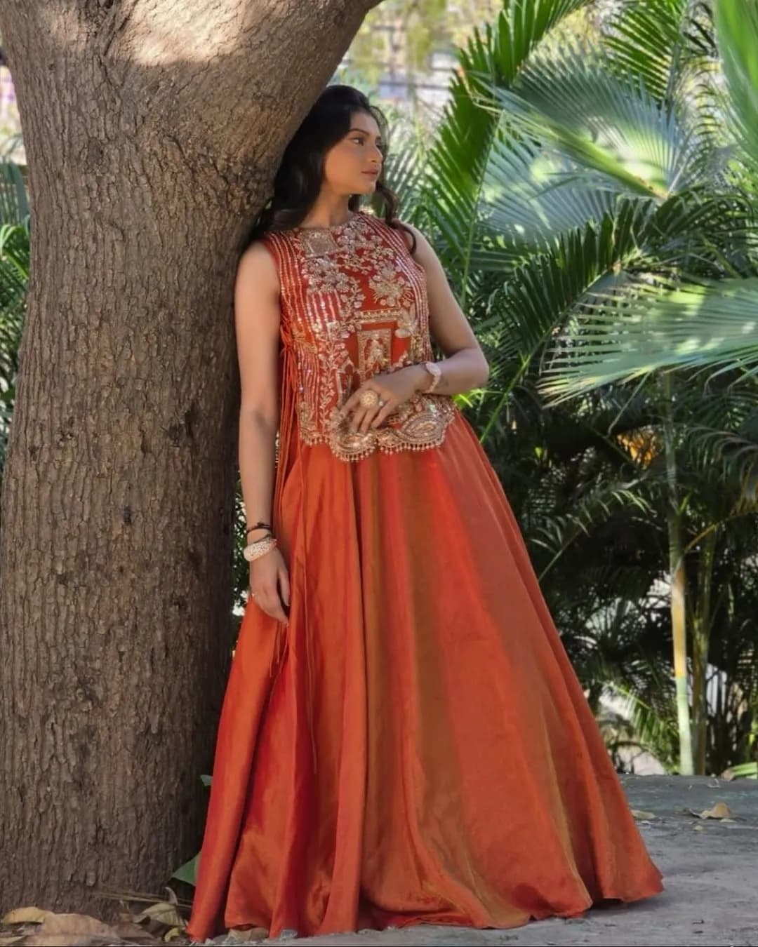 Festival Special Vichitra Silk Embroidered Lehenga Choli Set with Sequins Work & 8.5m Flair