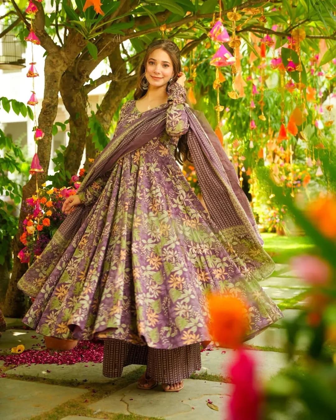 Designer Heavy Muslin Digital Printed Kurti Bottom Dupatta Set – Fully Stitched Festive Wear alternate view