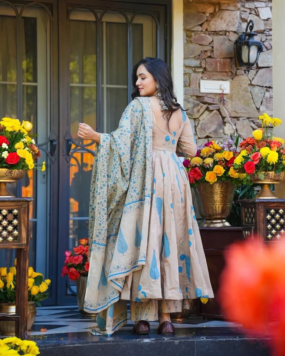 Designer Heavy Muslin Digital Printed Kurti Bottom Dupatta Set – Fully Stitched Festive Wear alternate view