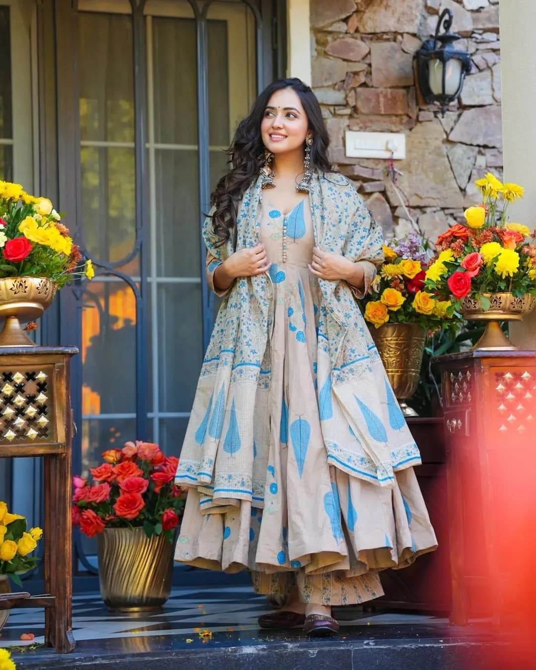 Designer Heavy Muslin Digital Printed Kurti Bottom Dupatta Set – Fully Stitched Festive Wear