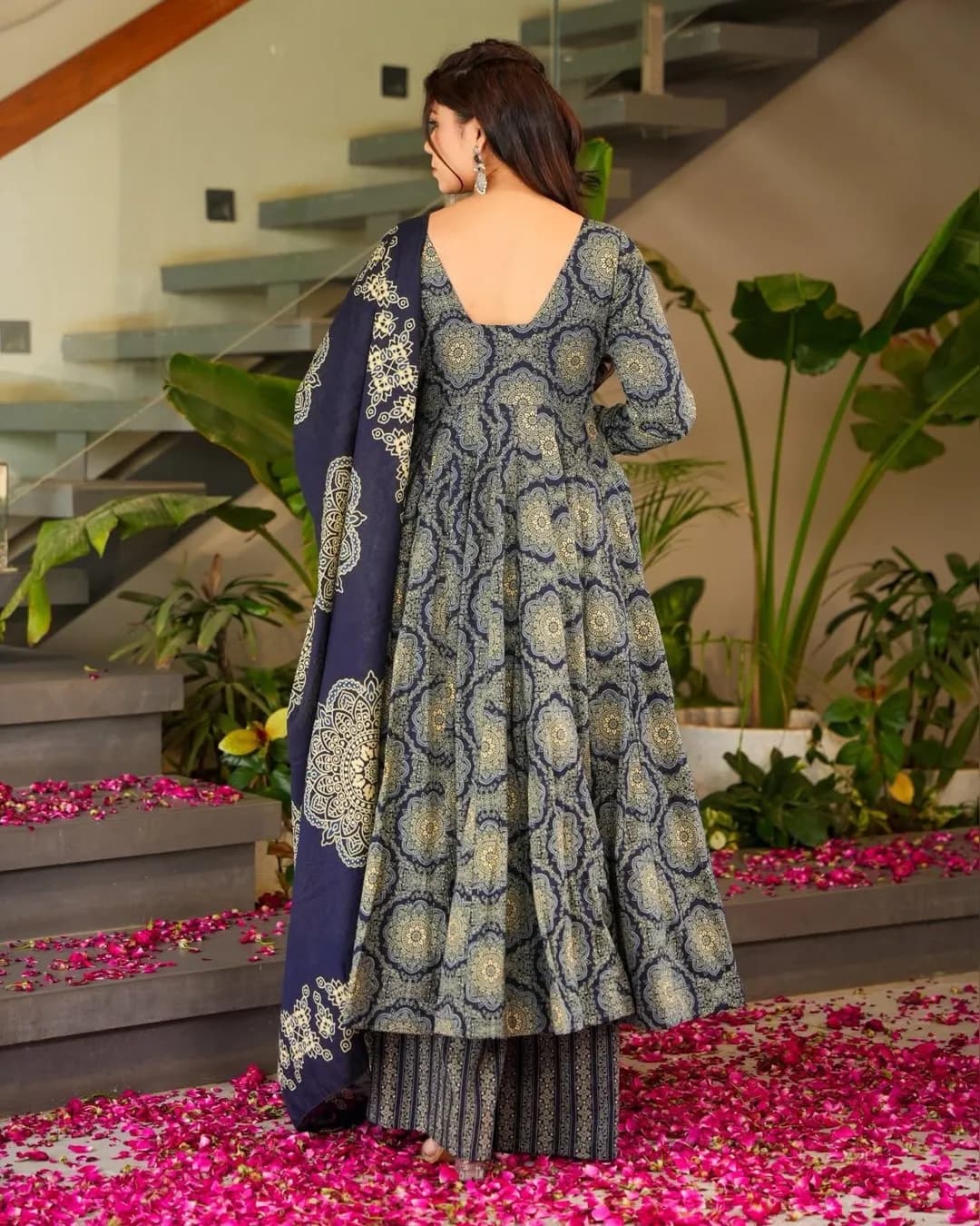 Designer Heavy Muslin Digital Printed Kurti Bottom Dupatta Set – Fully Stitched Festive Wear alternate view