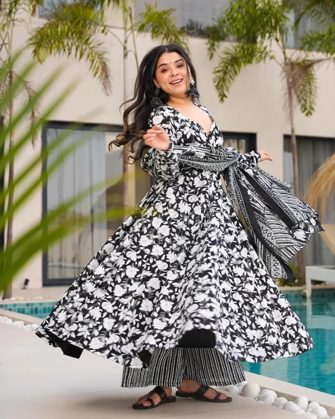 Designer Heavy Muslin Digital Printed Kurti Bottom Dupatta Set – Fully Stitched Festive Wear