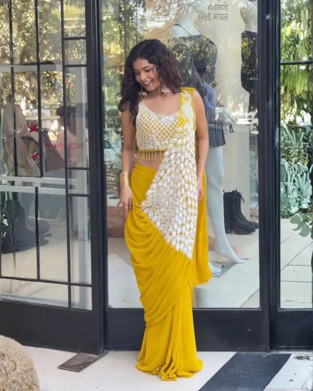 Ready to Wear Faux Georgette Drape Saree with Fully Embroidered Blouse