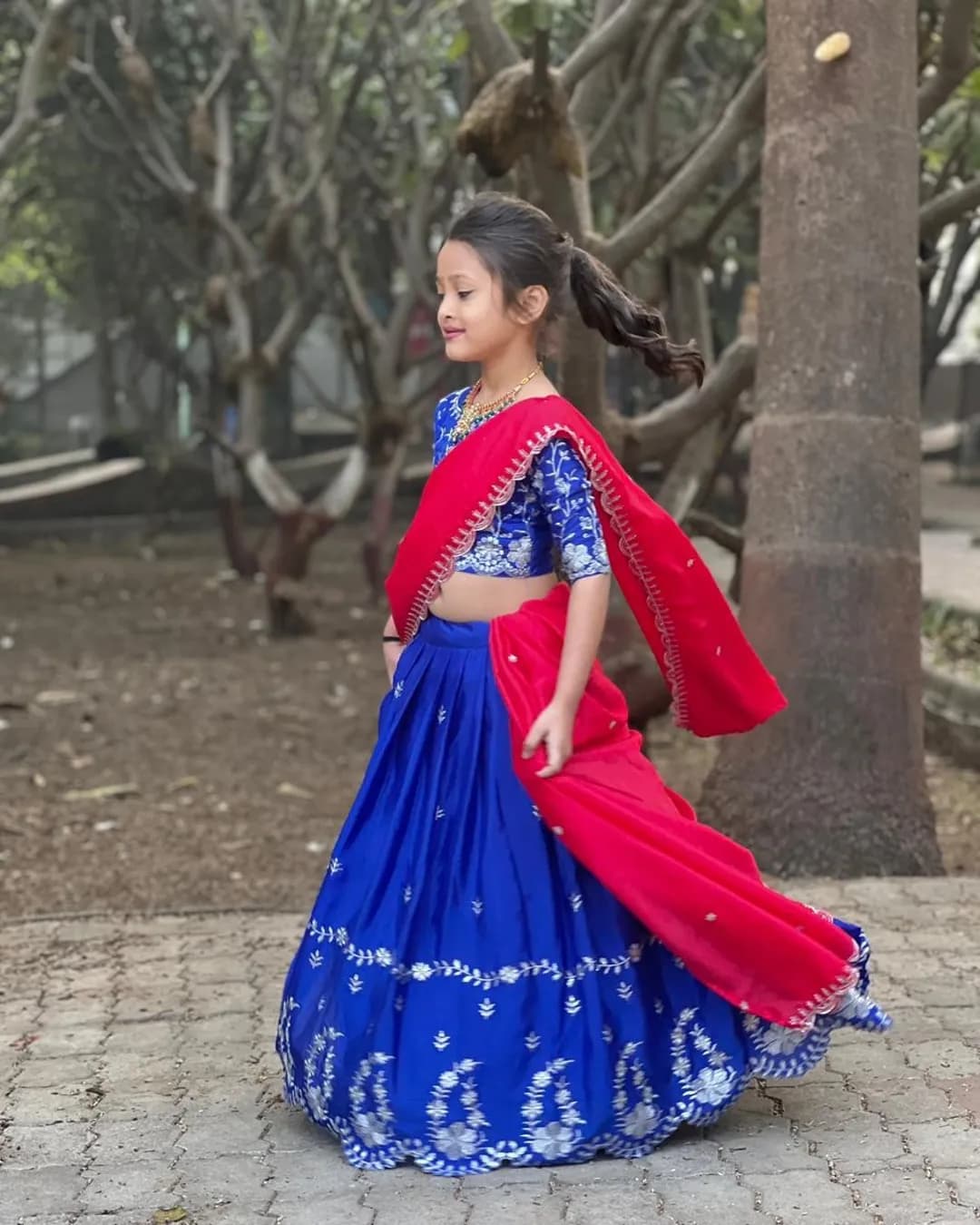 Kids Chinon Silk Lehenga Choli with Zari Embroidery – Full Flair Festive Wear Set alternate view