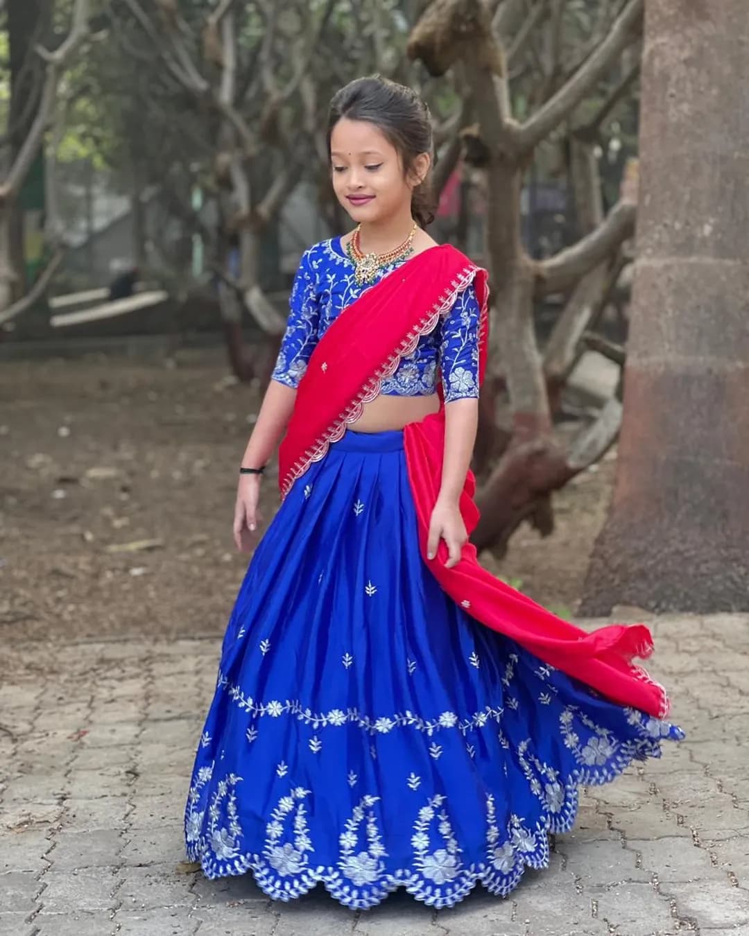 Kids Chinon Silk Lehenga Choli with Zari Embroidery – Full Flair Festive Wear Set