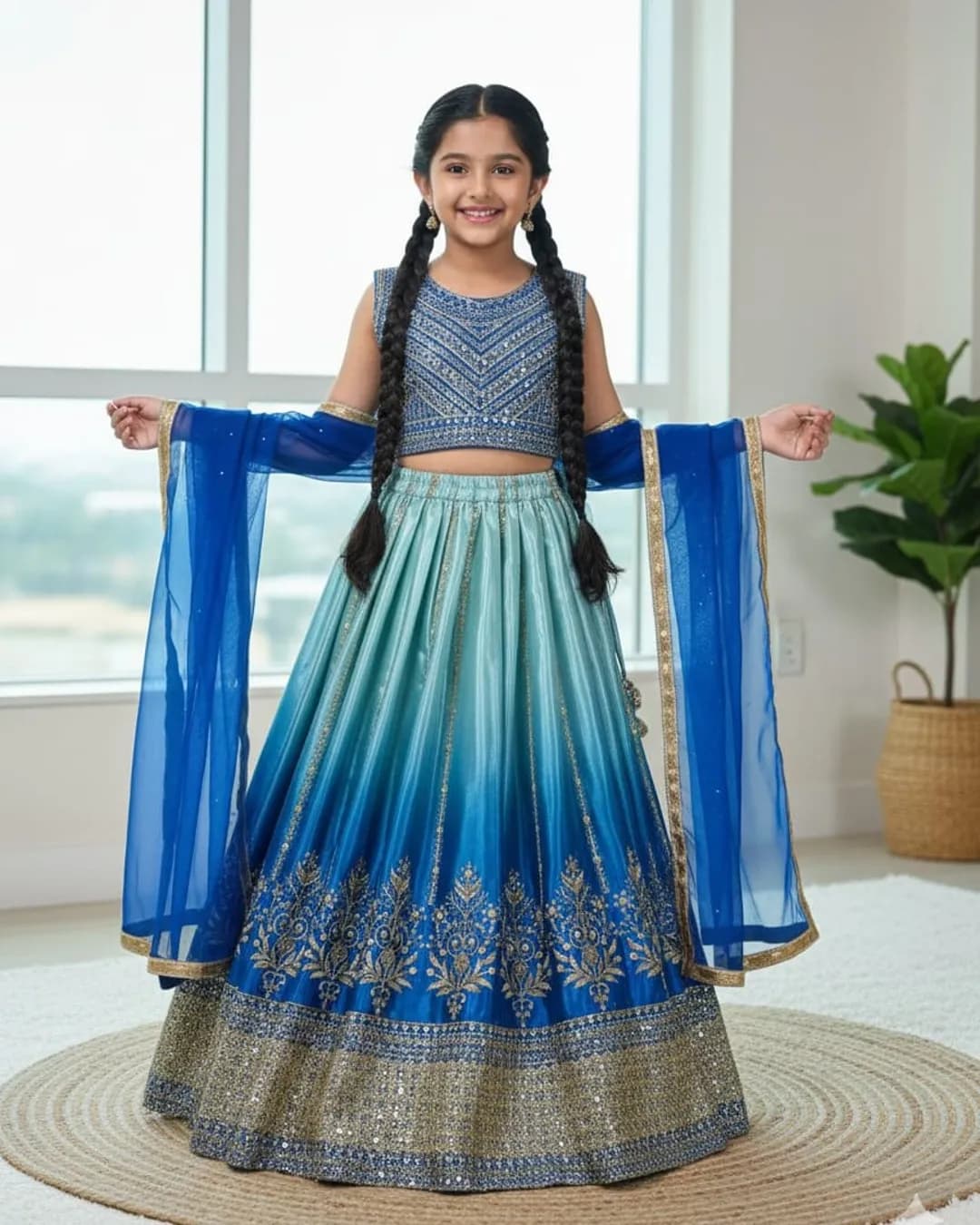 Designer Chinon Silk Lehenga Set with Sequins Embroidery & Net Dupatta – Ready to Wear