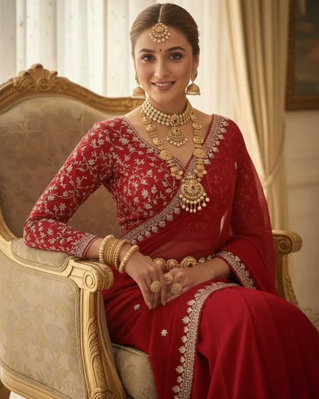 Rich Georgette Saree with 3mm Sequins Embroidery & Fully Stitched Blouse alternate view