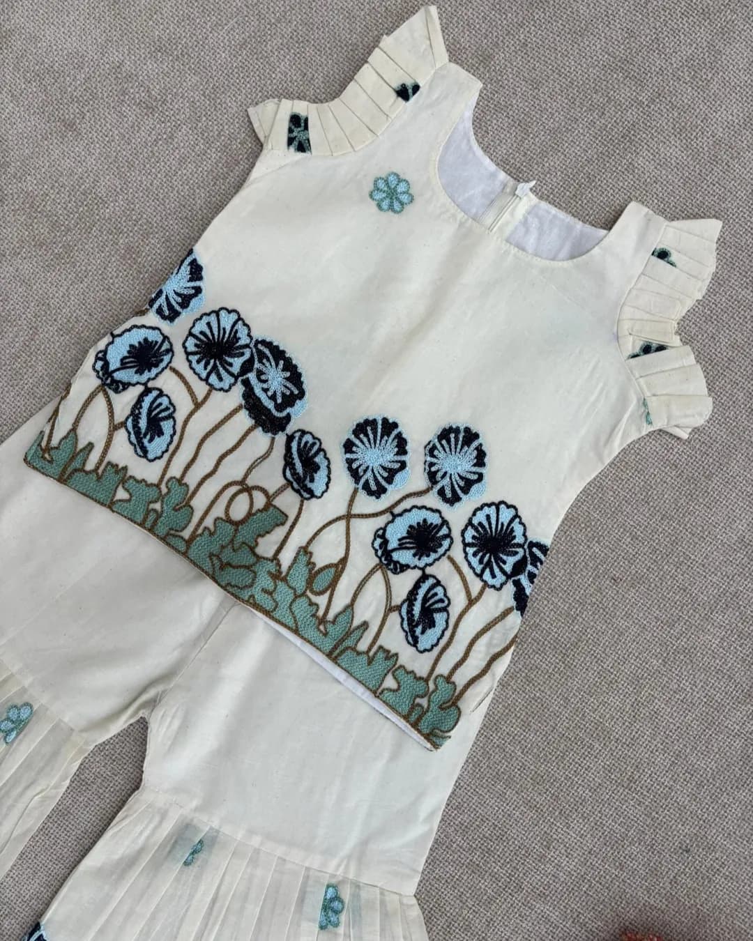 Kids Pure Cotton Embroidery Co-Ord Set with Sharara – Stylish Designer Outfit alternate view