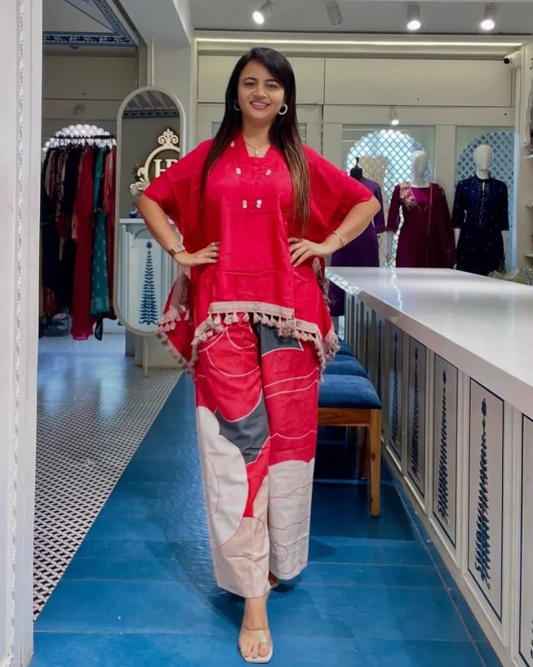 Summer Special Cotton Kaftan Style Cord Set with Lace Border – Comfortable Co-Ord Set