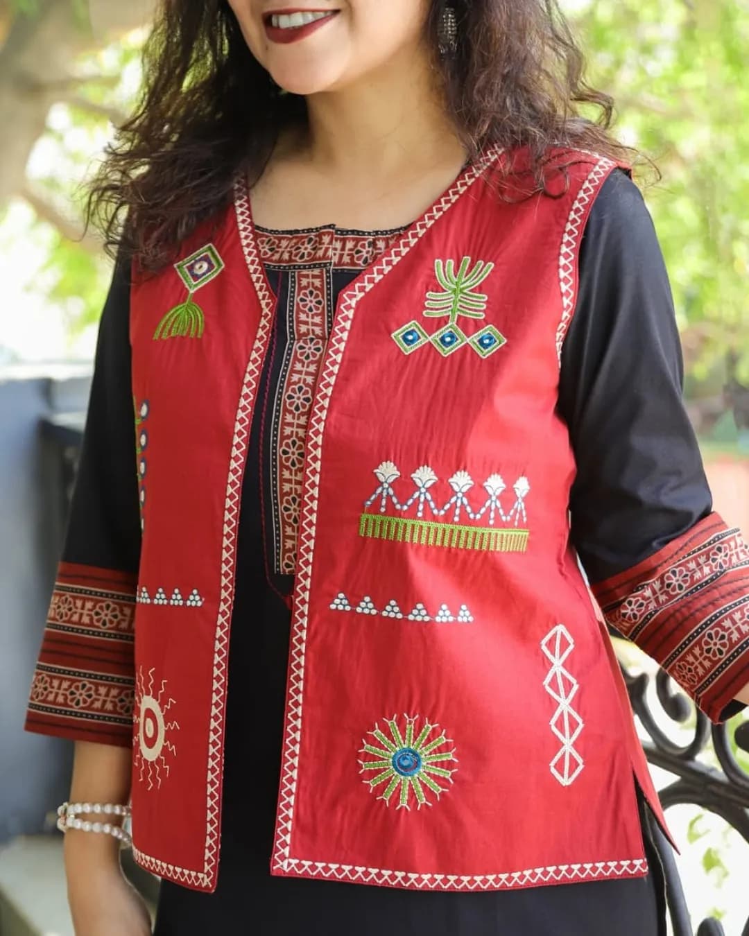 Wedding Special 3 Piece Kurti Pant Jacket Set with Embroidery Work alternate view