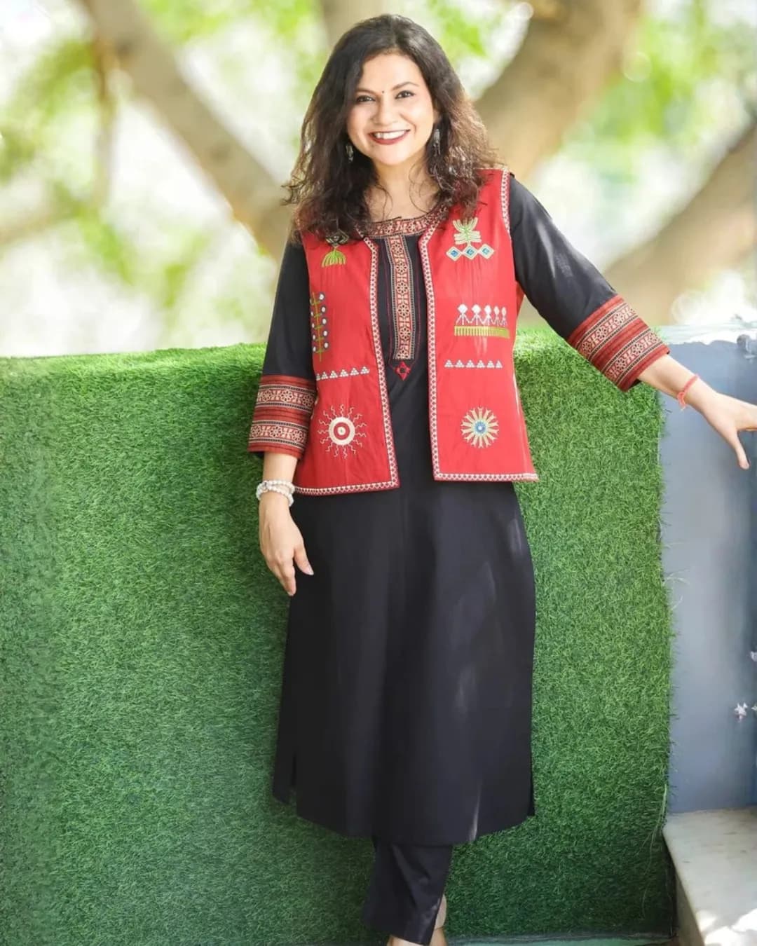 Wedding Special 3 Piece Kurti Pant Jacket Set with Embroidery Work