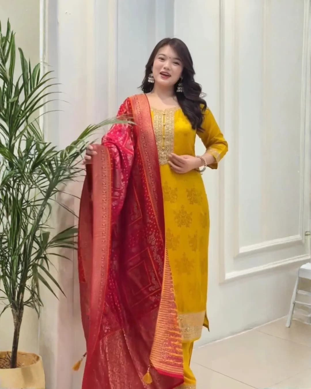 Pure Banarasi Haldi Special Suit Set with Jacquard Dupatta