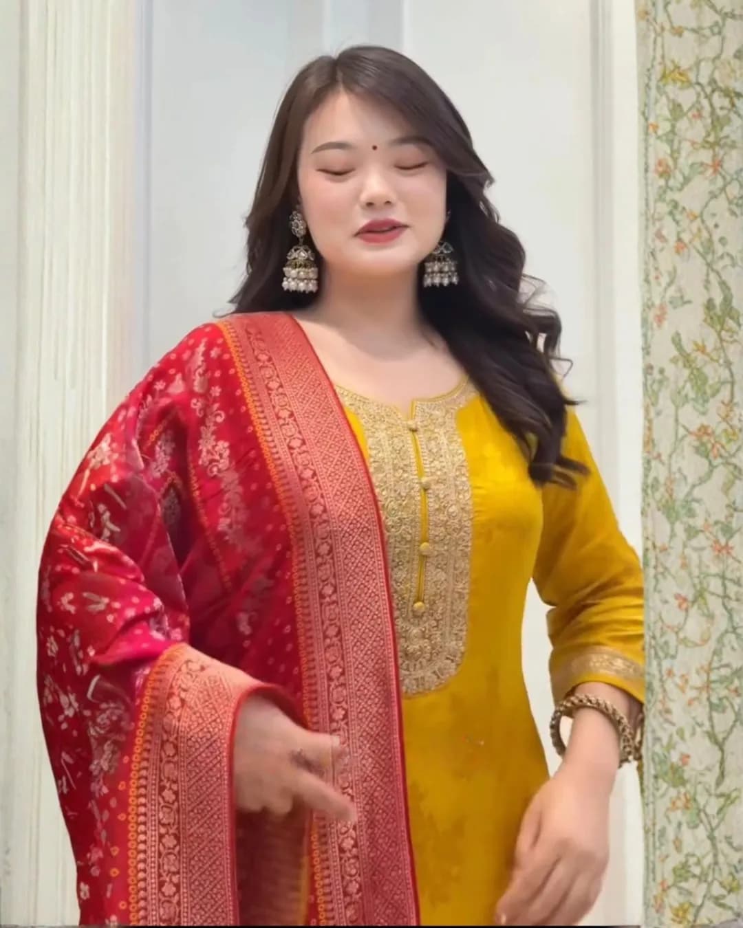 Pure Banarasi Haldi Special Suit Set with Jacquard Dupatta alternate view