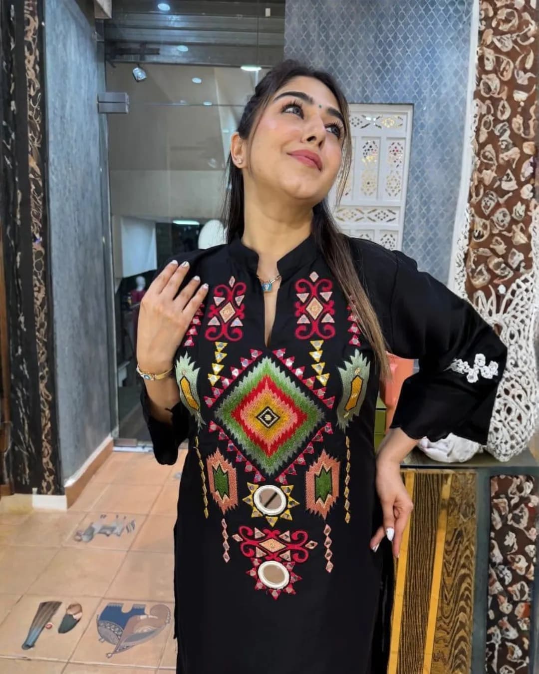 Festival Special Premium Cotton Cord Set with Embroidery & Sikka Lace Work – Kurti Sharara Set alternate view