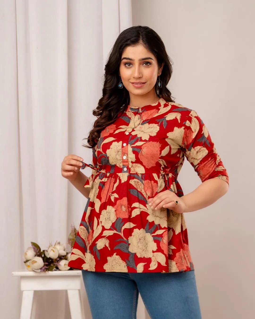 Summer Special Cotton Tops & Short Kurti with Wooden Button Style