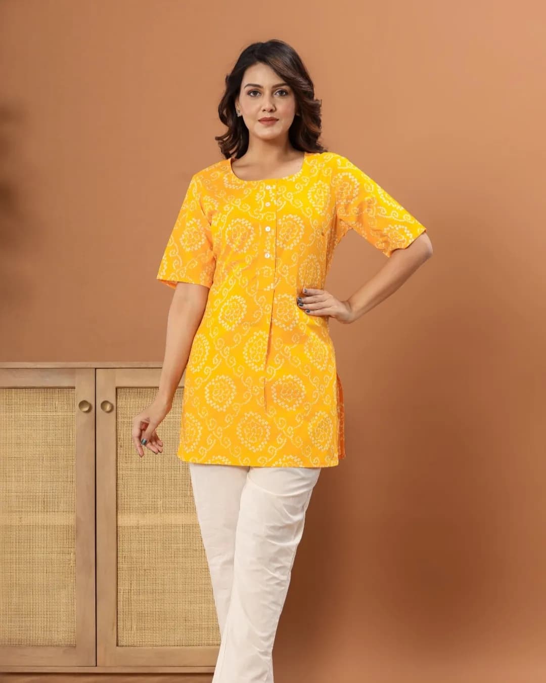 Summer Special Cotton Tops & Short Kurti with Wooden Button Style alternate view