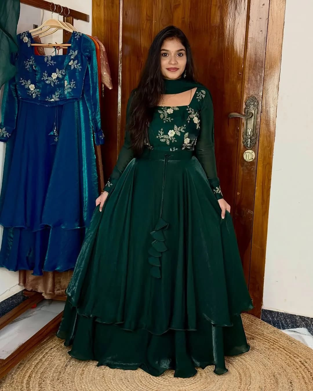 Space Silk Lehenga Set with Embroidery & Dupatta