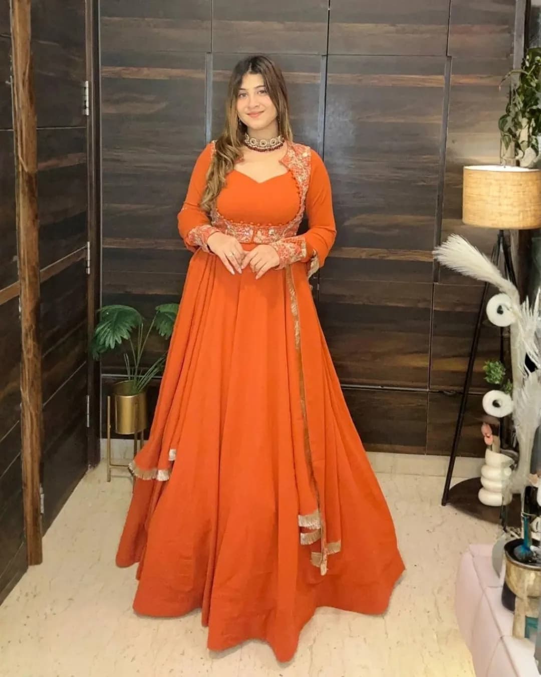 Designer Faux Georgette Maxi Anarkali Suit Set with Koti & Heavy Embroidery