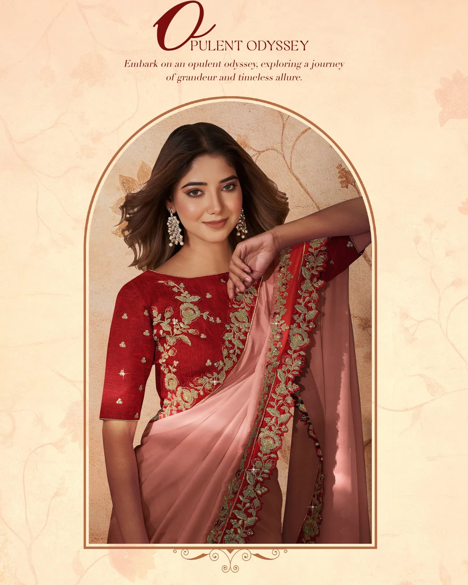 MOHMANTHAN 23900 DAKSHIKA : Satin Silk Georgette Saree with Resham, Zari & Stone Work alternate view