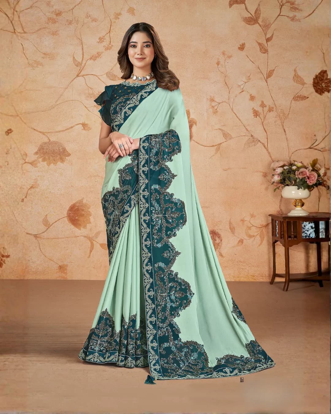 MOHMANTHAN 23900 DAKSHIKA : Silk Georgette Designer Saree with Cord, Sequins & Appliqué Work