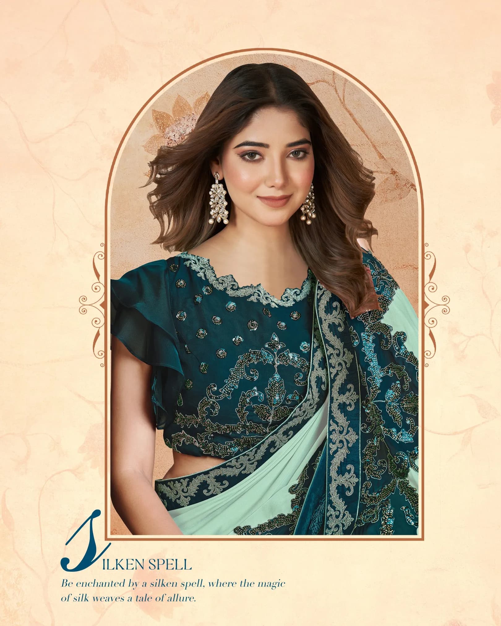 MOHMANTHAN 23900 DAKSHIKA : Silk Georgette Designer Saree with Cord, Sequins & Appliqué Work alternate view