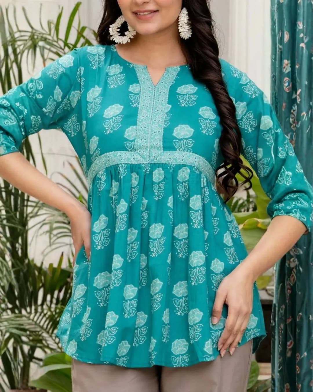 Printed Cotton Peplum Tops for Office & Daily Wear alternate view