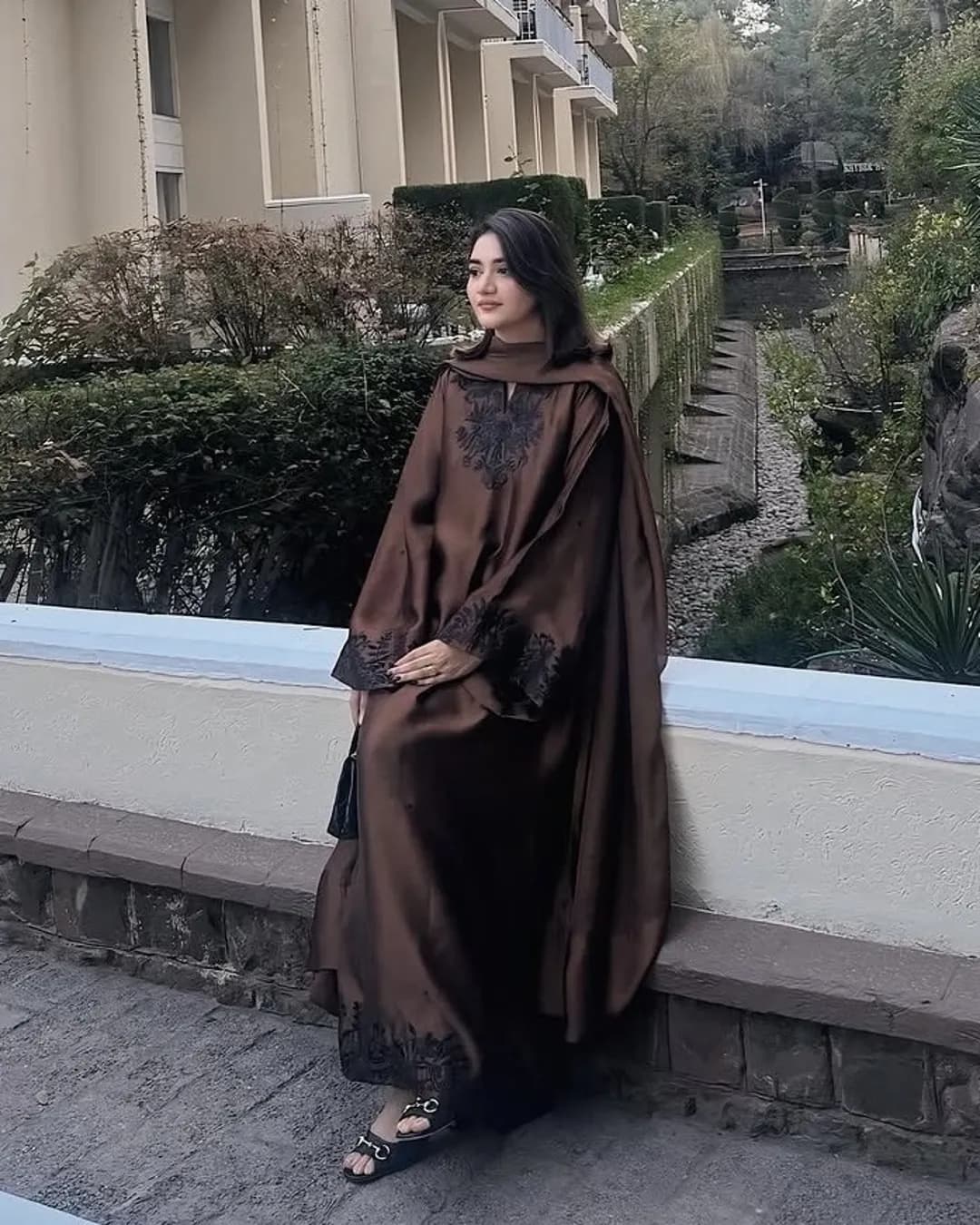 Satin Mul Chanderi Kaftan Palazzo Set with Embroidered Dupatta alternate view