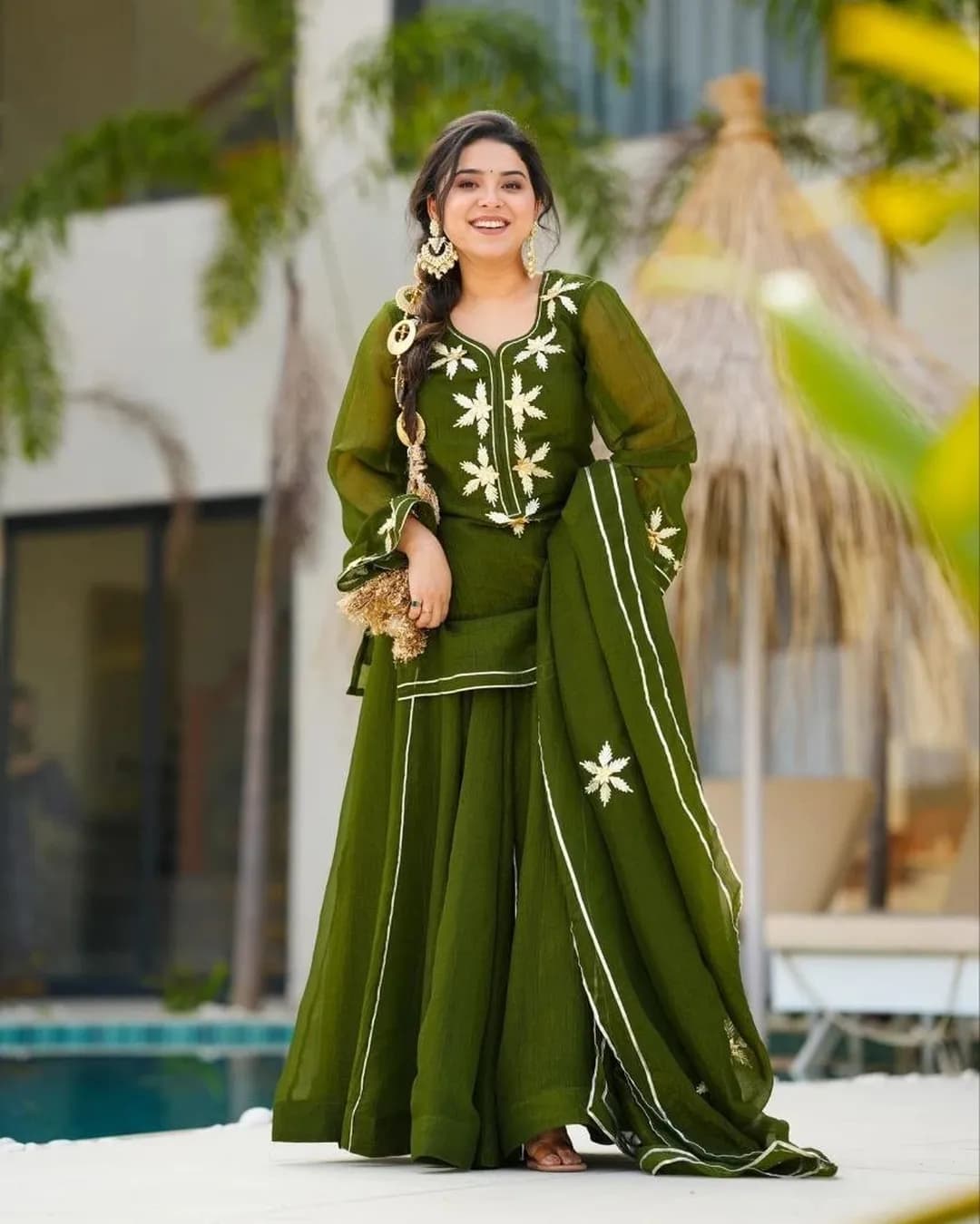 Handcrafted Charkhi Gota Kurta Sharara Palazzo Set with Dupatta