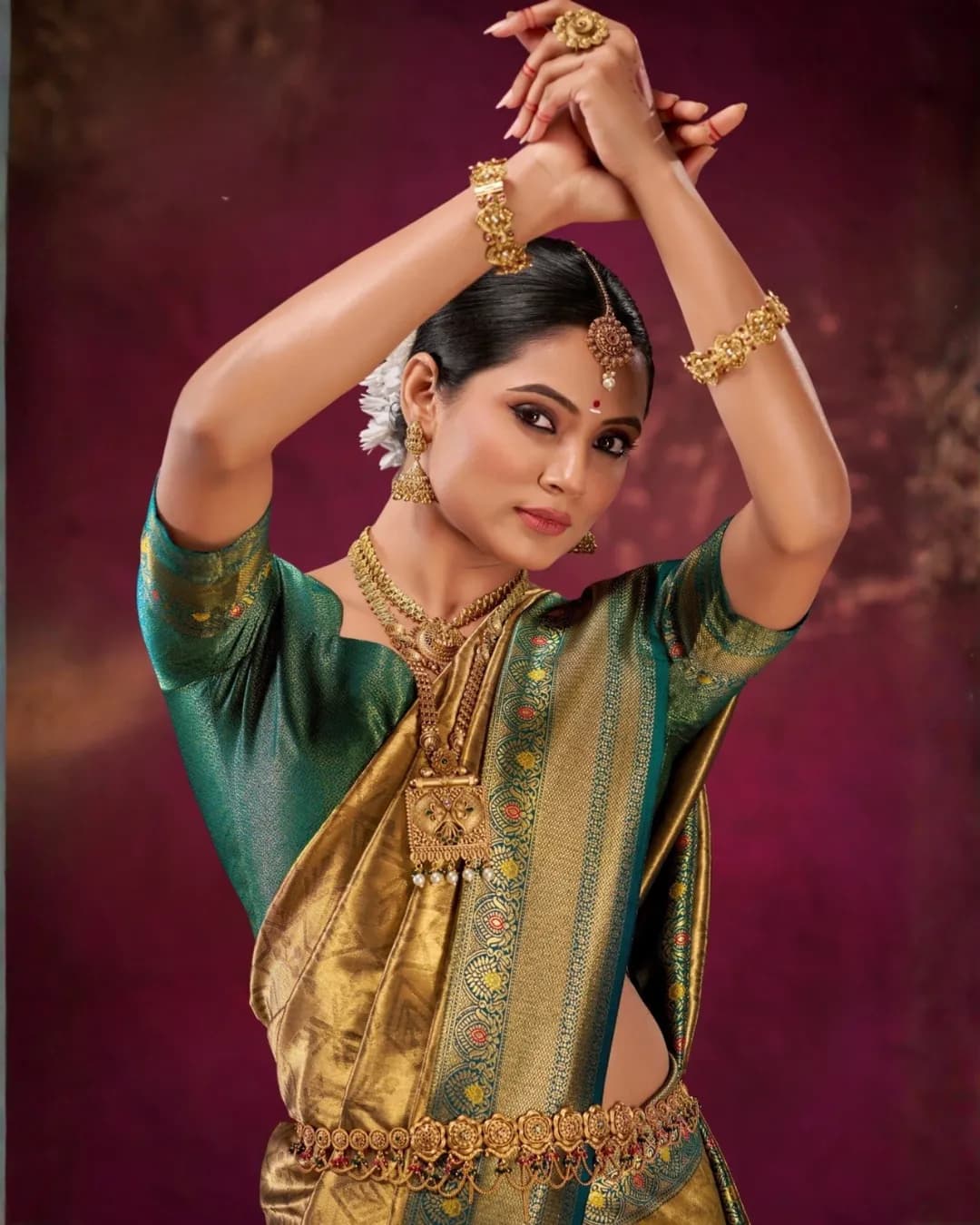 Banarasi Katan Silk Saree with Kanchi Pattu Pattern Border & Pallu alternate view
