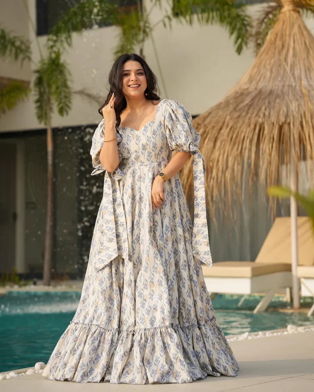 Rayon Digital Printed Fully Flared Anarkali Gown